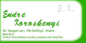 endre koroskenyi business card